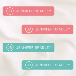 モノグラム名前をカスタムする衣料ラベルサンゴターコイズ ラベル