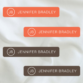 モノグラム名前をカスタムする衣類ラベルオレンジブラウン ラベル