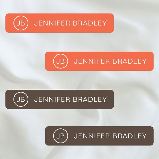 モノグラム名前をカスタムする衣類ラベルオレンジブラウン ラベル