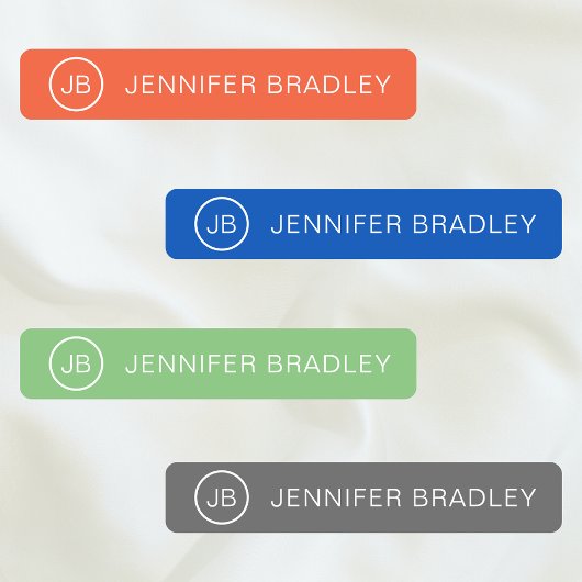 モノグラム名前をカスタムする衣類ラベルオレンジブルー ラベル