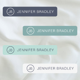 モノグラム名前をカスタムする衣類ラベルブルーグリーン ラベル