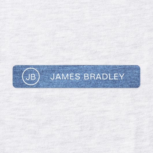 モノグラム名前をカスタムする衣類ラベルブルーデニム ラベル (デザイン1)