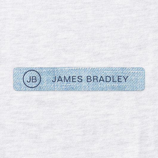 モノグラム名前をカスタムする衣類ラベルブルーデニム ラベル (デザイン2)