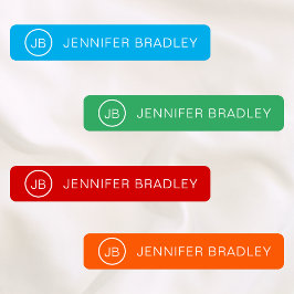 モノグラム名前をカスタムする衣類ラベルブルーレッドグリーン ラベル