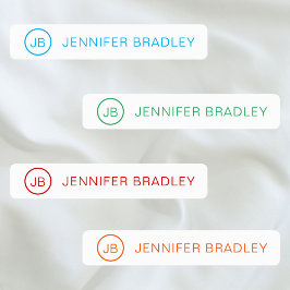 モノグラム名前をカスタムする衣類ラベルブルーレッドグリーン ラベル