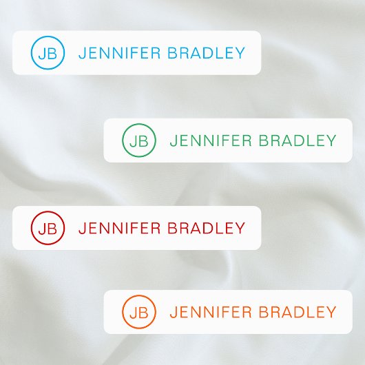 モノグラム名前をカスタムする衣類ラベルブルーレッドグリーン ラベル