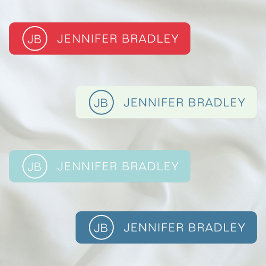 モノグラム名前をカスタムする衣類ラベルレッドブルーホワイト ラベル