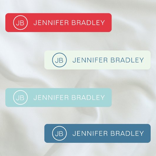 モノグラム名前をカスタムする衣類ラベルレッドブルーホワイト ラベル