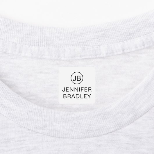 モノグラム名前をカスタムする衣類ラベル白黒 ラベル (貼付)