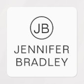 モノグラム名前をカスタムする衣類ラベル白黒 ラベル (デザイン1)