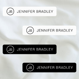 モノグラム名前をカスタムする衣類ラベル白黒 ラベル