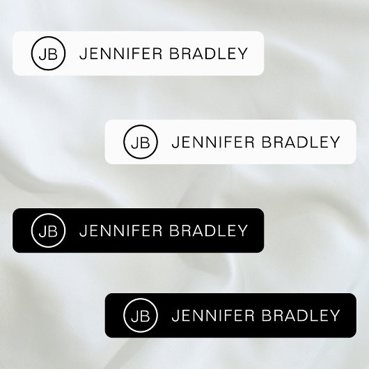 モノグラム名前をカスタムする衣類ラベル白黒 ラベル