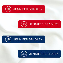 モノグラム名前をカスタムする衣類ラベル赤と青 ラベル