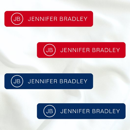 モノグラム名前をカスタムする衣類ラベル赤と青 ラベル