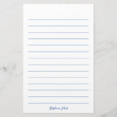 モノグラム名前をカスタムする青線白エレガント色 便箋 (裏面)