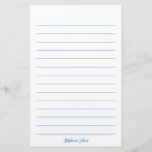 モノグラム名前をカスタムする青線白エレガント色 便箋 (正面)