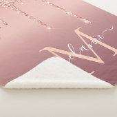 モノグラム名文字バラ金ゴールド赤面グリッター シェルパブランケット (3/4)