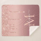 モノグラム名文字バラ金ゴールド赤面グリッター シェルパブランケット (正面(横))