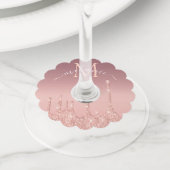 モノグラム名文字バラ金ゴールド赤面グリッター ワイングラスタグ (クローズアップ)