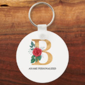 モノグラム名文字金ゴールドと赤 キーホルダー (正面)