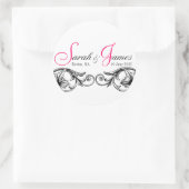 モノグラム名日付場所結婚式用シール ラウンドシール (バッグ)