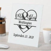 モノグラム名日付結婚ハート 台座サイン (インサイチュ)