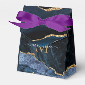 モノグラム名海軍ブルー金ゴールドギフトまたは好意ボックス フェイバーボックス (正面サイド)