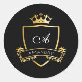 モノグラム名王室の金ゴールド結婚の装飾品 ラウンドシール (正面)