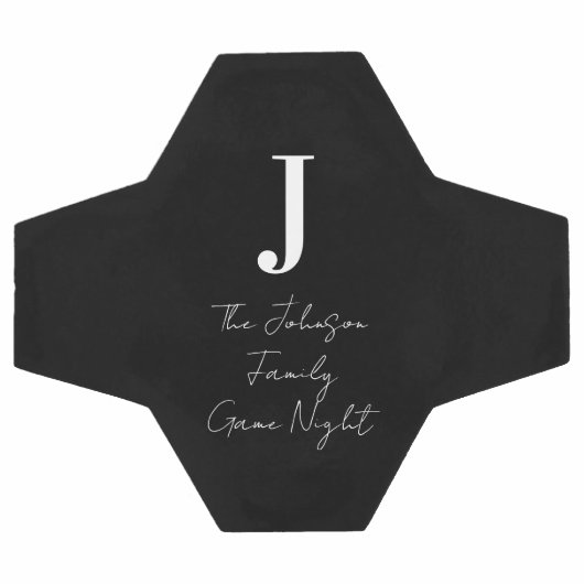 モノグラム名白黒ファミリーゲームナイト サッカーボール (フラット)