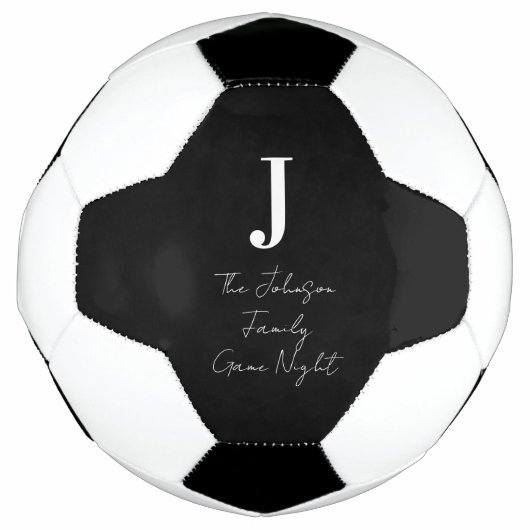モノグラム名白黒ファミリーゲームナイト サッカーボール (正面)