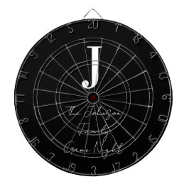 モノグラム名白黒ファミリーゲームナイト ダーツボード