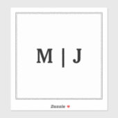 モノグラム名白黒ミニマル結婚リスト2024 シール (シート)