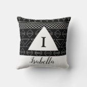 モノグラム名白黒幾何学的パターン クッション (裏面)