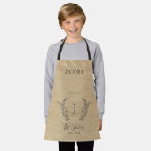モノグラム名素朴パーソナライズされたエレガント家 エプロン (着用した状態)