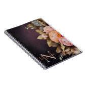 モノグラム名素朴ピンクフローラフォレージヴィンテージ ノートブック (右側)