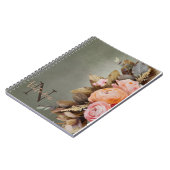 モノグラム名素朴ピンクフローラフォレージヴィンテージ ノートブック (左側)