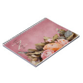 モノグラム名素朴ピンクフローラフォレージヴィンテージ ノートブック (左側)