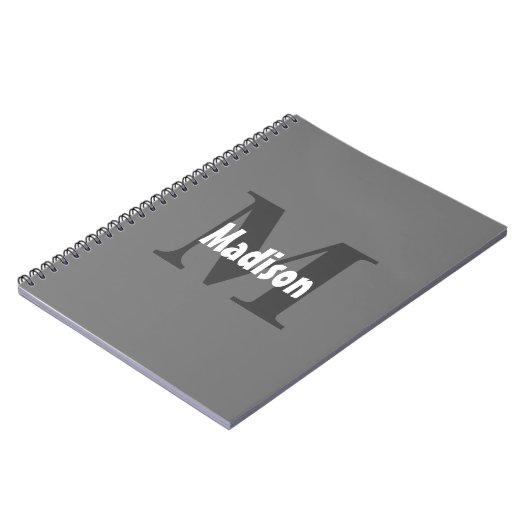 モノグラム名結婚のギフトパーティー好意グレー ノートブック (左側)