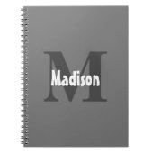 モノグラム名結婚のギフトパーティー好意グレー ノートブック (正面)