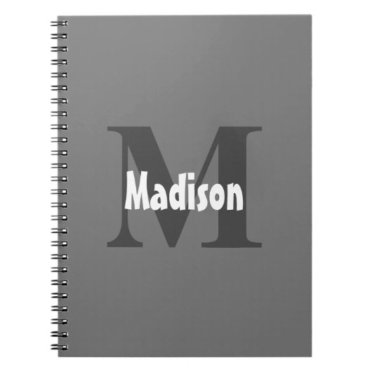 モノグラム名結婚のギフトパーティー好意グレー ノートブック (正面)