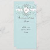 モノグラム名結婚のメニューカード(青) メニュー (正面/裏面)