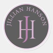 モノグラム名芸術的ロゴラズベリーバイオレット ラウンドシール (正面)