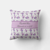 モノグラム名誕生統計パープルピンクフローラ クッション (裏面)