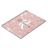 モノグラム名赤面ピンクダイヤモンドスタッズトレンディー ノートブック (左側)