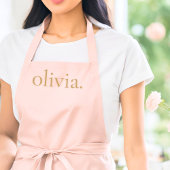 モノグラム名赤面ピンク金ゴールドシモダンックエレガント エプロン