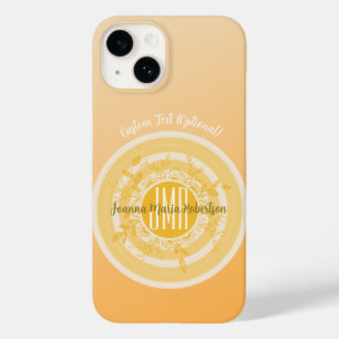 モノグラム名金ゴールドクリーム植物葉円 Case-Mate iPhone 14ケース