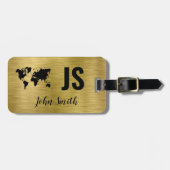 モノグラム名金ゴールドブラシ付き金属カスタム旅行 ラゲッジタグ (正面横)