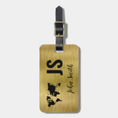 モノグラム名金ゴールドブラシ付き金属カスタム旅行 ラゲッジタグ (正面縦)