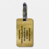 モノグラム名金ゴールドブラシ付き金属カスタム旅行 ラゲッジタグ (裏面縦)