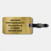 モノグラム名金ゴールドブラシ付き金属カスタム旅行 ラゲッジタグ (裏面横)